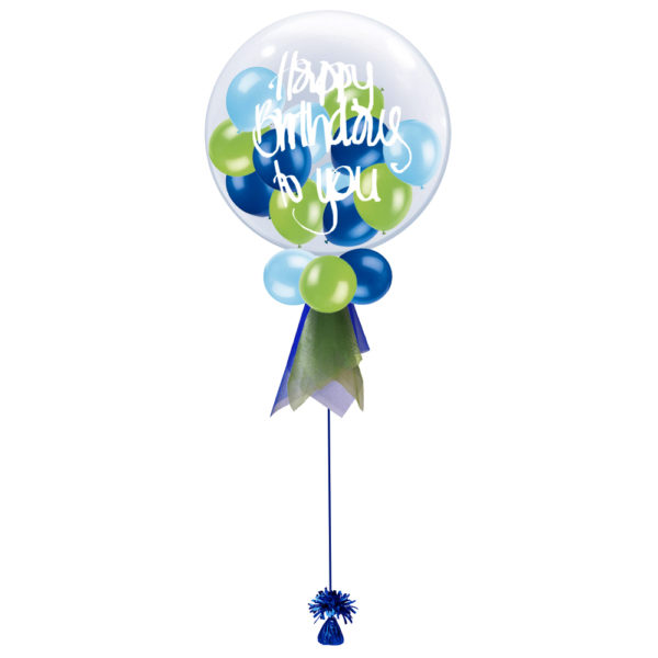 Personalised Blue & Green Large Deco Bubble Balloon | Magic Balloons